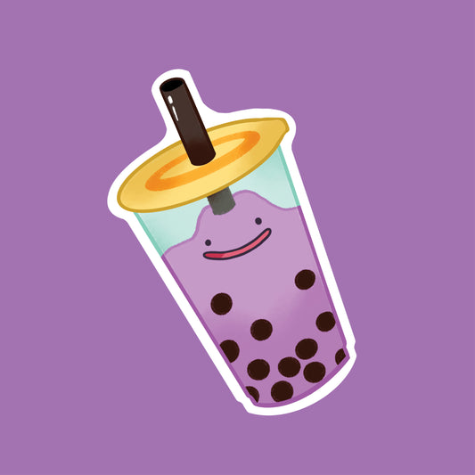 Ditto Ube Boba Bubble Milk Tea Waterproof Vinyl Sticker