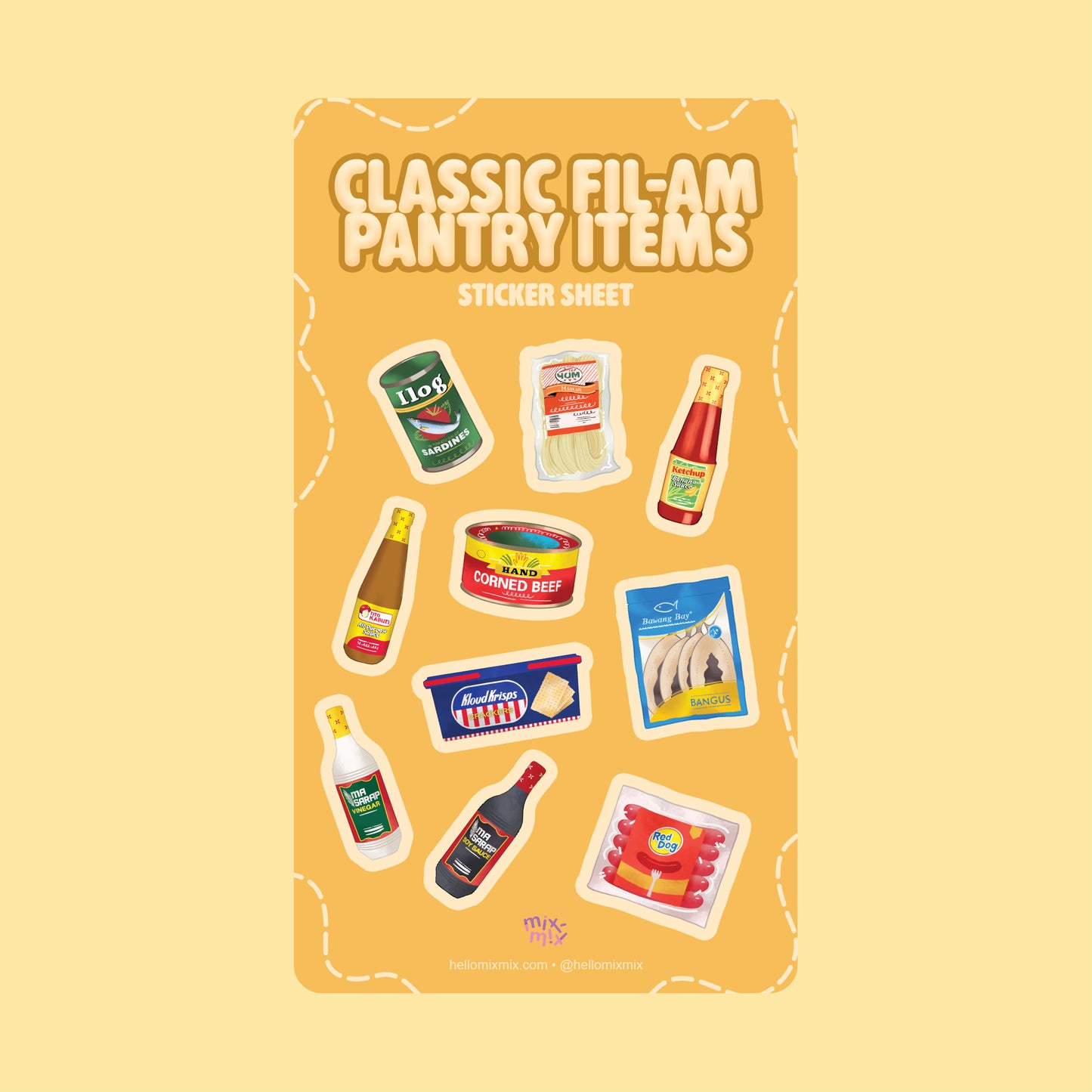 Classic Fil-Am Pantry Items Vinyl Waterproof Sticker Sheet
