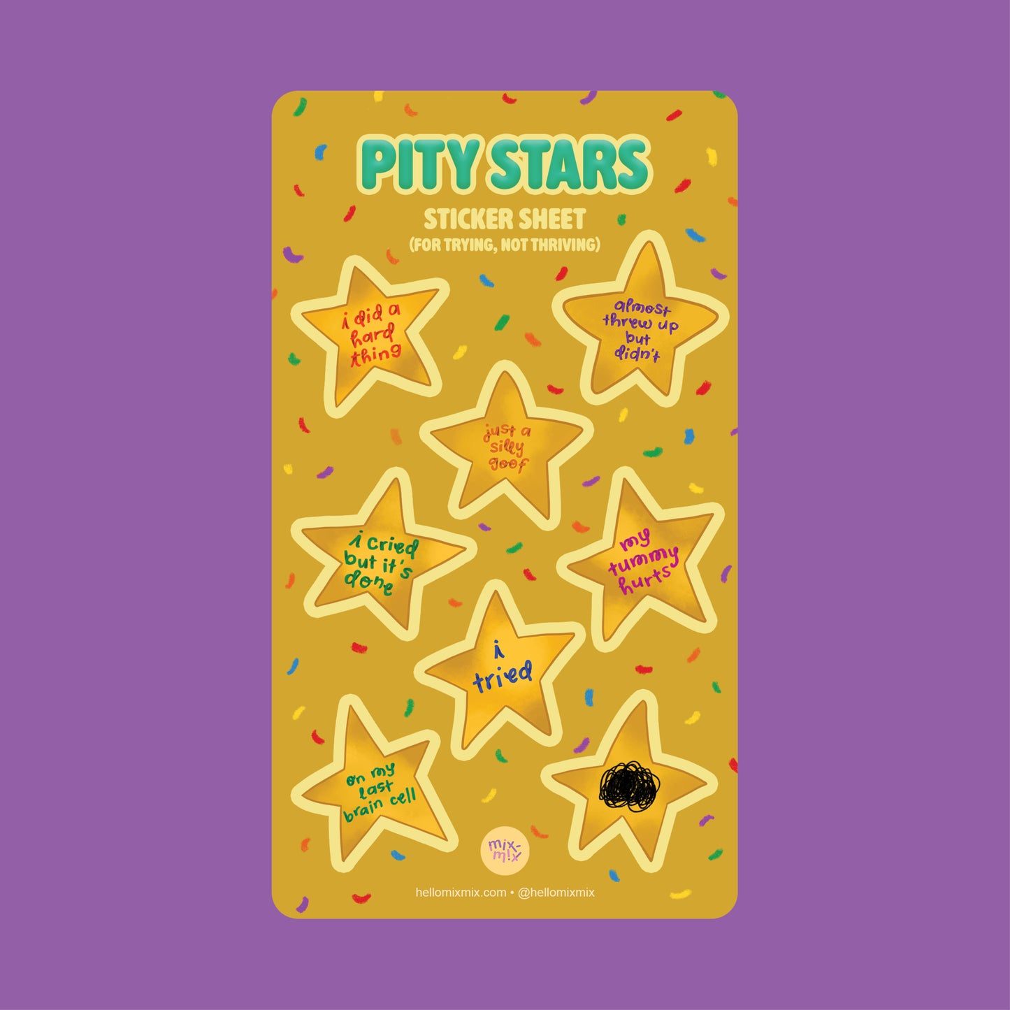 Pity Stars Vinyl Waterproof Sticker Sheet