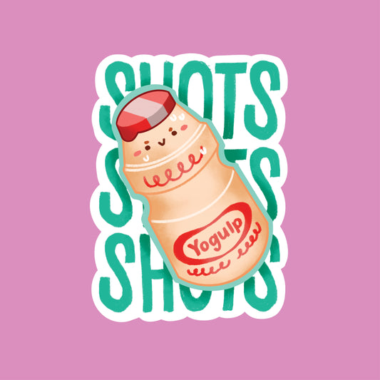 Shots Shots Shots Yakult Probiotic Drink Waterproof Vinyl Sticker