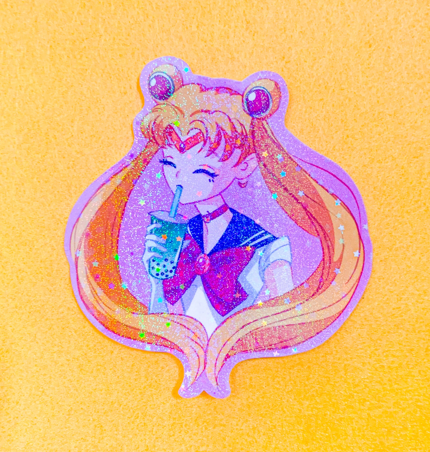 Sailor Moon Usagi Serena Boba Matcha Latte Bubble Tea Waterproof Vinyl Sticker
