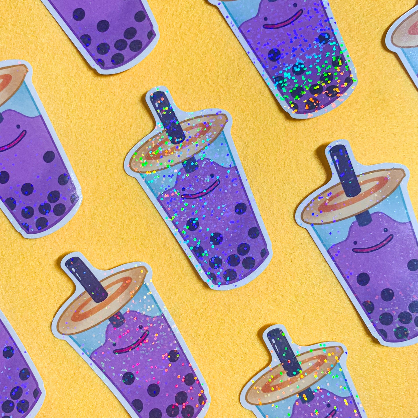Ditto Ube Boba Bubble Milk Tea Waterproof Vinyl Sticker