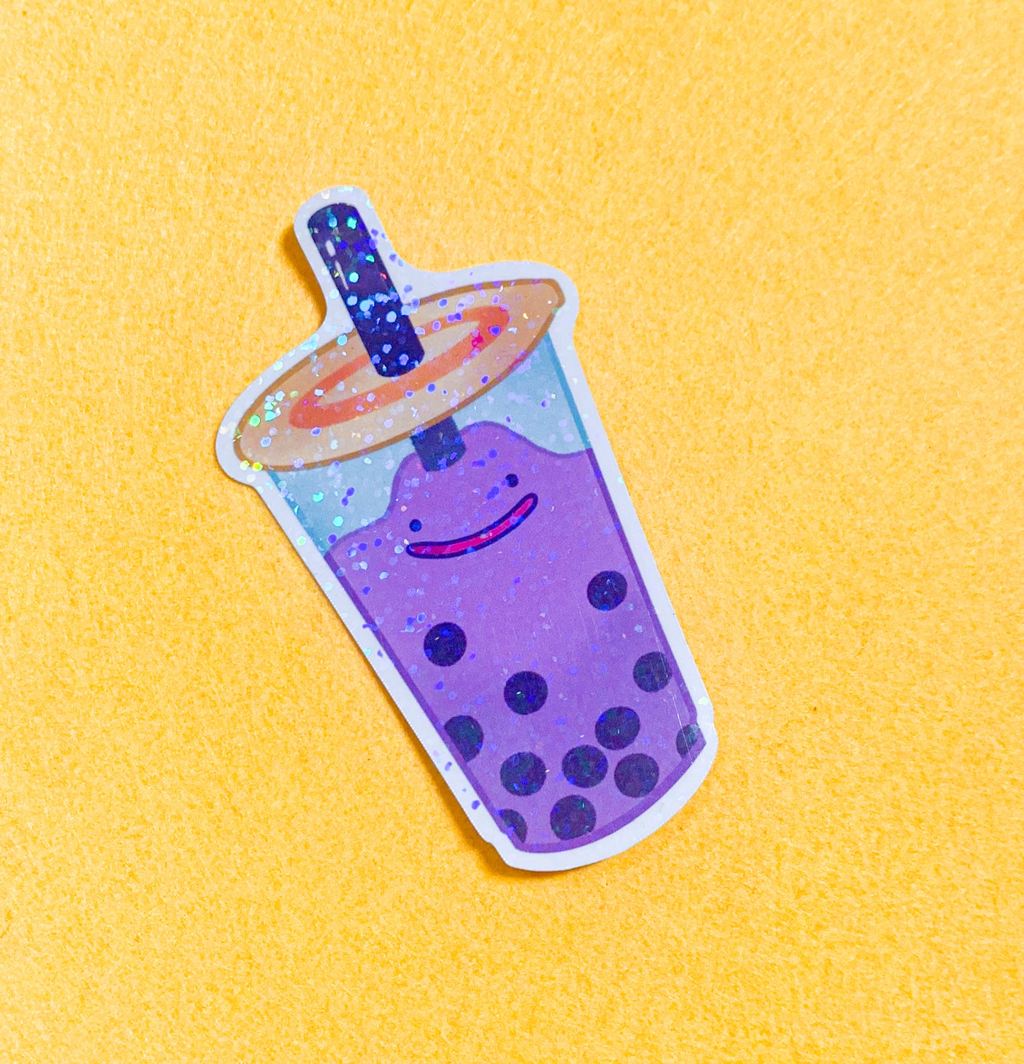 Ditto Ube Boba Bubble Milk Tea Waterproof Vinyl Sticker