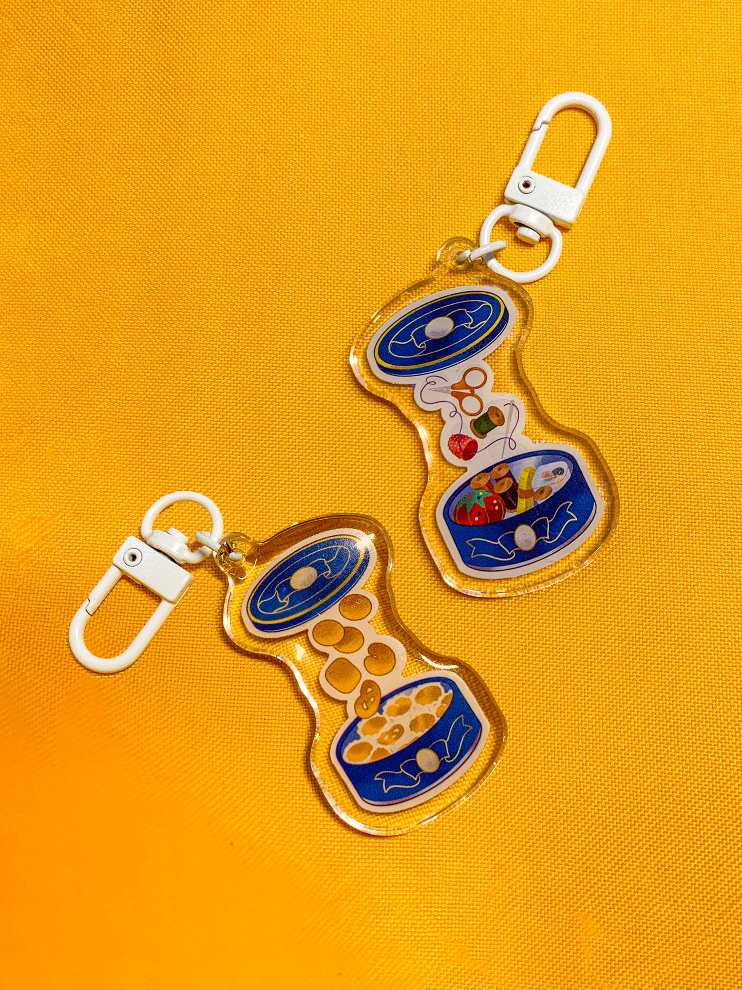 Blue Cookie Sewing Kit Tin Keychain Charm